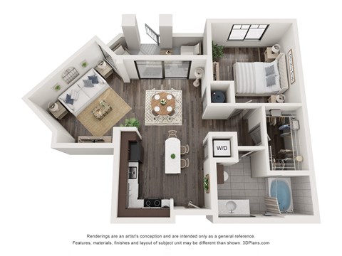 Edge at Flagler Village apartments in Fort Lauderdale Florida photo of one bedroom floorplan